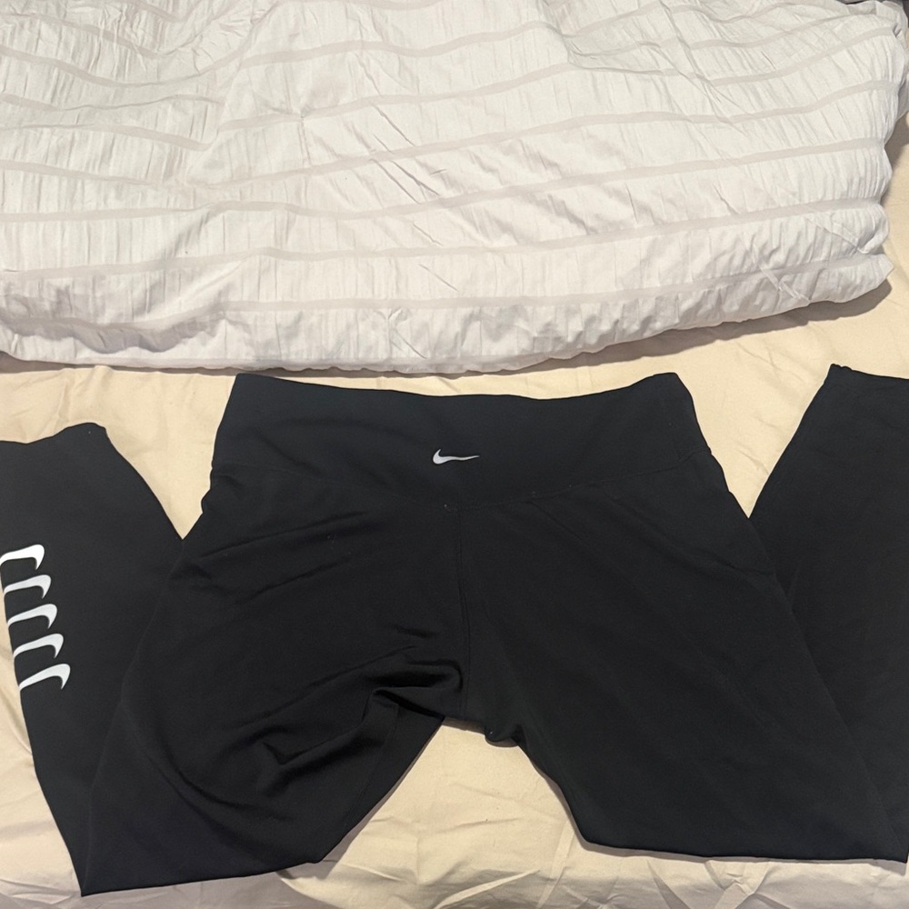 Nike women’s  Black Leggings with White Logo